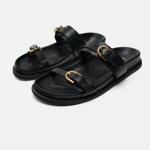 Zara flat buckle sandals- WORN ONCE